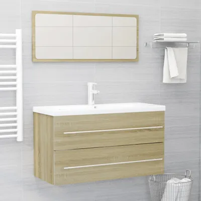 Produktbild von "2026 Promotion" 2-tlg. Badmöbel-Set moderne - mit Stauraum - Sonoma-Eiche Holzwerkstoff - Badezimmer CC27065