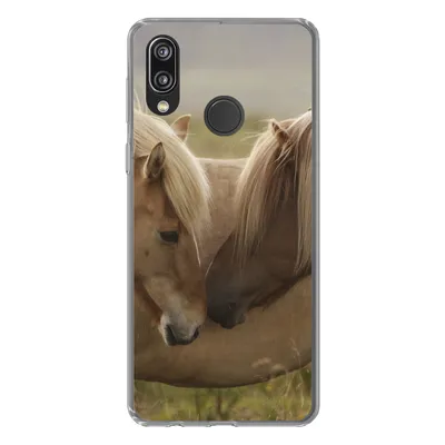 Produktbild von MuchoWow® Handyhülle Schutzhülle Hülle für Huawei P20 Lite (2020) Pferde - Gras - Braun Silikon Softcase Handy Hülle - Kartenhalter