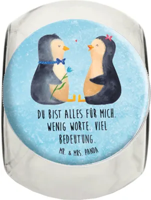 Produktbild von Mr. & Mrs. Panda Bonboniere Pinguin Pärchen XL 2000ml - Eisblau - Geschenk, Hochzeit, Teedose, Hochzeitsgeschenk, Liebe, aufbewahrungsglas, Vorratsbehälter, Kaffeedose