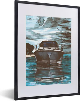 Produktbild von MuchoWow® MuchoWow® Gerahmtes Poster Boot - Meer - Luft 30x40 cm - Poster mit zchwarzem Bilderrahmen - Wandposter Schlafzimmer