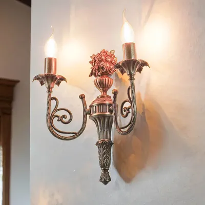 Produktbild von Wandlampe Bronze E14 Echt-Messing Jugendstil Wandleuchte