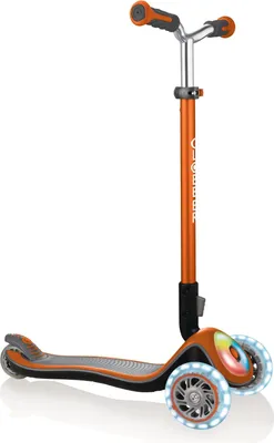 Produktbild von GLOBBER ELITE PRIME – Tretroller, 125/80 mm, ABEC 5, 3-rädrig, höhenverstellbar, LED-Rollen, Leuchtdeck, kupferbraun