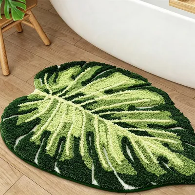Zdjęcie produktu dla Dywanik łazienkowy 50x80 cm, liść Monstera, antypoślizgowy, prany, do łazienki