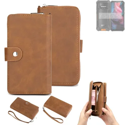 Produktbild von K-S-Trade Handyhülle Schutzhülle kompatibel mit Oukitel WP32 & Portemonnee Tasche Handytasche Case Etui Geldbörse Wallet braun (1x)