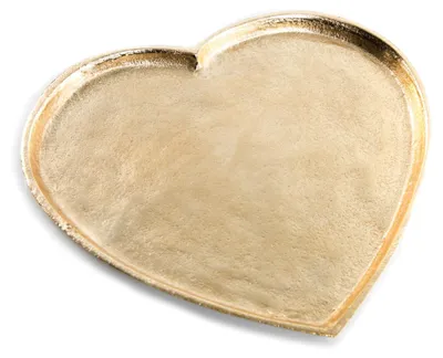 Herzförmige Metallschale gold 27x26 cm – dekoratives Tablett