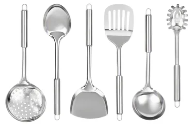 Imagen del producto de Juego de utensilios de cocina de acero inoxidable, de 6 piezas, resistente y apto para uso en la cocina