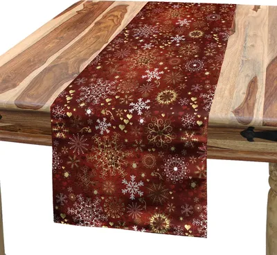Obrázok produktu pre ABAKUHAUS Zimný bežec na stôl, staromódne vianočné srdcia a vír vintage slávnostné zloženie, 40 x 180 cm, žltá Vermilion White