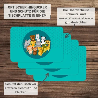 Produktbild von Tischset Animals blue, 45x30cm, 4 Stück
