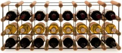 Produktbild von Modulares Weinregal VINOTECA MOD METAL | HxBxT 32,5x82,5x24,5cm | 8x3 Flaschen | Massives Kiefernholz | Braun geölt
