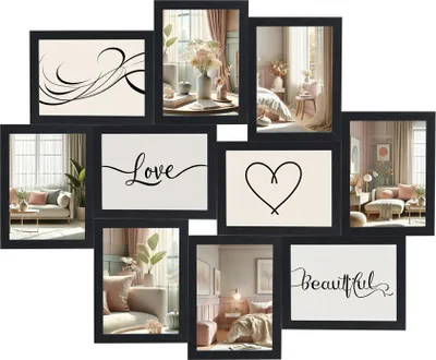 Produktbild von Stilvolle Momente – Bilderrahmen Collage für 10 Fotos | Galerierahmen Wanddeko für Fotowand & Geschenkideen - Farbe: Schwarz | Format: 10x15