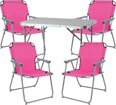 Produktbild von 5-teiliges Campingmöbel Set Alu L70xB50xH59cm pink