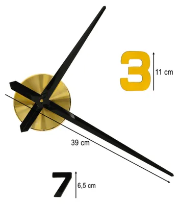 Image de Horloge murale adhésive à monter soi-même, réglable de 100 à 120 cm, noire et dorée, à 12 chiffres