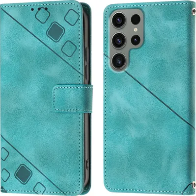 Produktbild von Hülle für Samsung Galaxy S23 Ultra Prägung Flip Leder Brieftasche Schutzhülle mit Ständer Grün