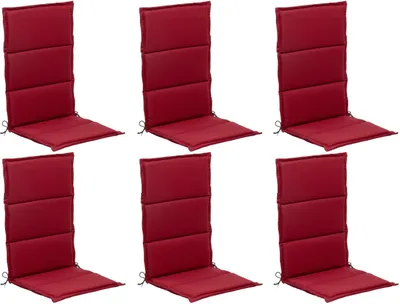 Produktbild von Gartenstuhlauflagen - Rot - Hochlehner - mit Stehsaum - 6er Set