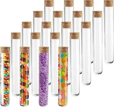 Obrázek produktu pro 20 průhledných plastových zkumavek se zátkou (150 x 16 mm, 20 ml)