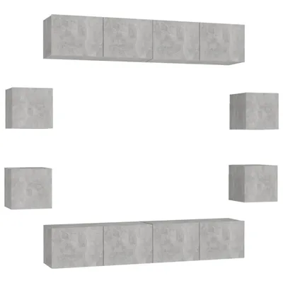 Produktbild von 8-tlg. TV-Schrank-Set Betongrau Holzwerkstoff