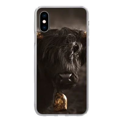 Produktbild von MuchoWow® Handyhülle Schutzhülle Hülle für iPhone X Schottischer Highlander - Fell - Schwarz Silikon Softcase Handy Hülle - Handyhülle