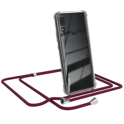 Produktbild von EAZY CASE Handykette kompatibel mit Huawei P Smart Z / Y9 Prime (2019), Handyhülle mit Umhängeband, Handykordel, Schutzhülle Clear, Band in Rot
