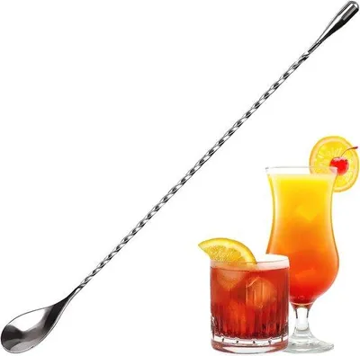 Productafbeelding van Roestvrijstalen Cocktail Menglepel - 30 cm Lange Steel Lepel voor Drankjes