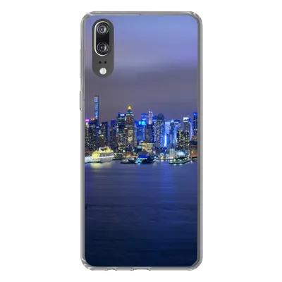 Produktbild von MuchoWow® Handyhülle Schutzhülle Hülle für Huawei P20 New York - Skyline - Nacht Silikon Softcase Handy Hülle - Hardcover