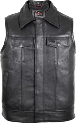 Produktbild von Herren Lederweste im Klassischen Jeans Westen Stil aus echtem Rindsleder(S)