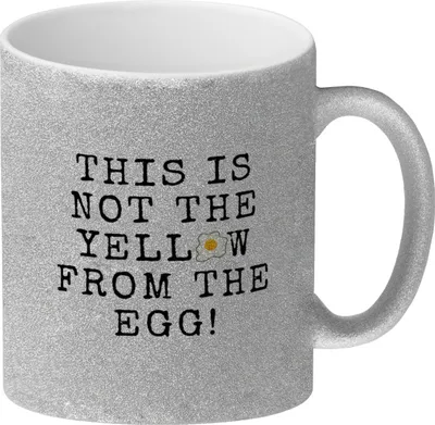 Produktbild von Denglisch Glitzer-Kaffeebecher mit Spruch - This is not the yellow from the egg