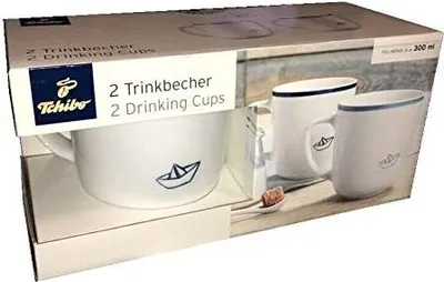 Produktbild von 2 Porzellan Tassen Papier Schiff Trinkbecher Kaffeetassen Schiffchen