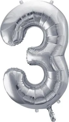Immagine prodotto di Pallone in foil Numero 3 argento, 86 cm