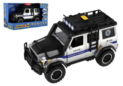 Produktbild von Polizei-Rettungswagen, Geländemodell, 23 x 14 cm, batteriebetrieben mit Schwungrad, Licht und Sound, im Karton