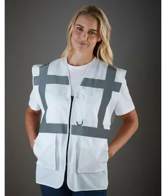 Productafbeelding van Yoko Hi-Vis Premium veiligheidsvest voor heren, model FK1069 (maat L), kleur wit
