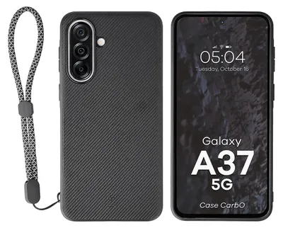 Produktbild von Hülle mit Handgelenkband für Galaxy A37 5G, Bizon Case CarbO, Schwarz