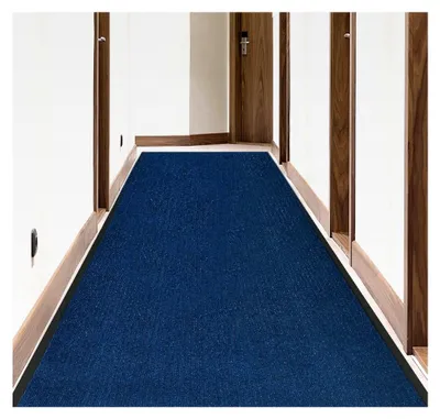 Produktbild von Teppichläufer Flur 90×300 cm rutschfest Schmutzfangmatte waschbar für Eingangsbereiche und Büros (Blau)