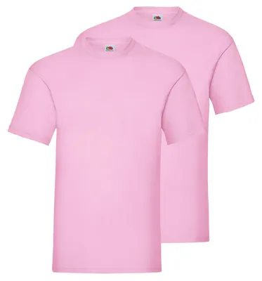 Produktbild von Doppelpack Fruit of the Loom Valueweight T-Shirt + GRATIS MyShirt Stoffbeutel Farbe: rose Größe: 2XL