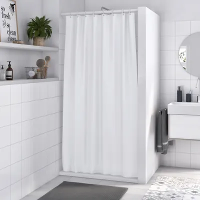 Produktbild von Famanu Duschvorhangstange Aluminium Weiß - Länge 120-220 cm