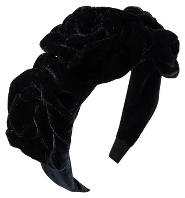 Produktbild von Haarreif mit Rosenblütenmuster, Vintage-Haarreif, elastische Haarreifen, modisches Haaraccessoire für Damen und Mädchen, Schwarz