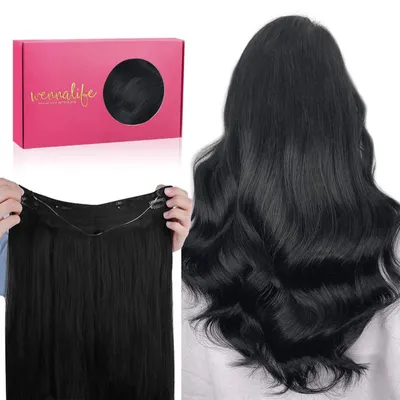 Produktbild von Secret Hair Extensions Echthaar 50cm 110g Tief Schwarz Remy Draht Extensions