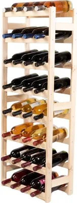 Produktbild von Weinregal PINOTWINE | HxBxT 118x43x25cm | 32 Flaschen | Massives Kiefernholz | Natur unbehandelt