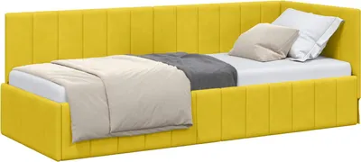 Image de vidaXL Sommier d'angle avec tête de lit jaune 80 cm x 200 cm velours