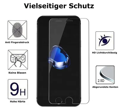Produktbild von 2x iPhone 6/6S Panzerglas Panzerfolie Schutzglasfolie Displayschutzglas Echt Glas Schutz Folie Display Glasfolie 9H