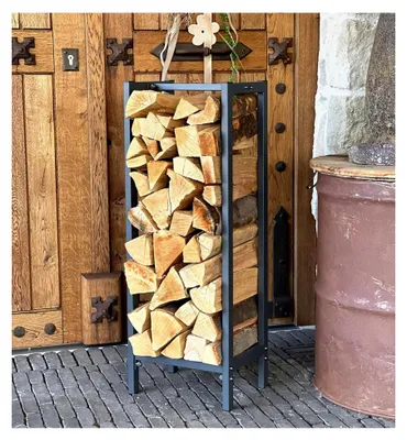 Produktbild von Kaminholzregal aus Metall in Anthrazit 33x25x90cm