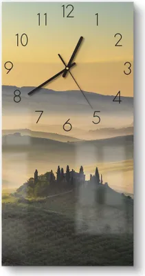 Produktbild von DEQORI Glasuhr 30x60 cm Zahlen 'Toskanischer Morgenzauber' Wanduhr Glas Uhr Design leise Küchenuhr