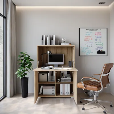 Produktbild von MINIO Sekretär VEVE OFFICE 90 mit LED-Beleuchtung, Büroschrank 90 x 125,1 x 42 cm – Sonoma Eiche