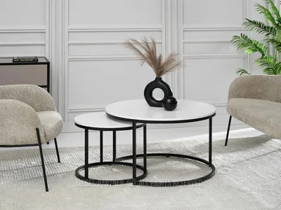 Image de Ensemble de tables basses JACEK - blanc / noir