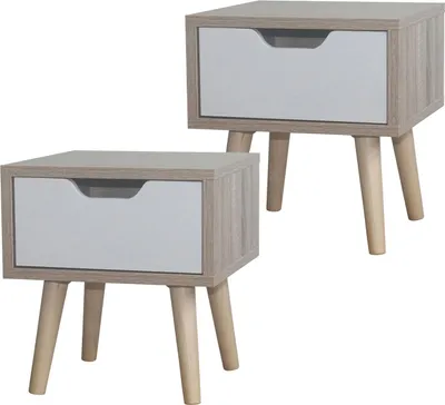 Produktbild von Nachttisch 1 Schublade 2er-Set Thekla Sonoma Weiß