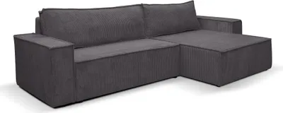 Produktbild von VENASI HUGO XL Ecksofa mit Schlaffunktion und Bettkasten Cord Schlafsofa Eckcouch Sofa Dunkelgrau
