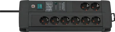 Obrázek produktu pro Brennenstuhl 1256000698, 3 m, Vnitřní, Zahnutý, IP20, Černá, 8 AC zásuvky / AC zásuvek