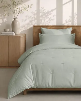 Produktbild von Waschbare Bettdecke HOOMstyle mit Kissenbezug - 140x220cm - Aloë Vera Grün