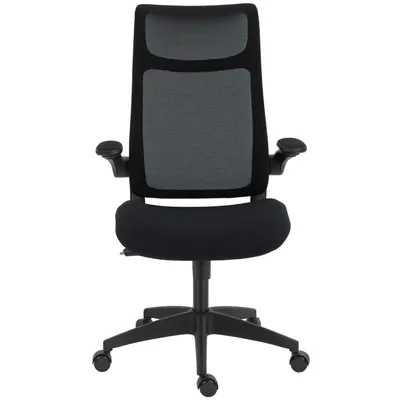 Produktbild von Ergonomischer Bürostuhl mit 3D-Armlehnen, Netzstoffrücken, S-förmige Rückenlehne, Kopfstütze, Kippfunktion, Schwarz
