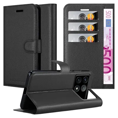 Immagine prodotto di Cadorabo cover per Xiaomi Poco F6 Pro in PHANTOM BLACK Cover protettiva con chiusura magnetica, funzione stand e slot per carte di credito
