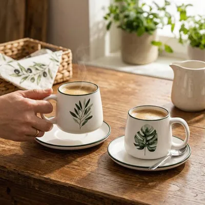 Immagine prodotto di Tazza in porcellana con piattino, motivo "Jungle", capacità 240 ml